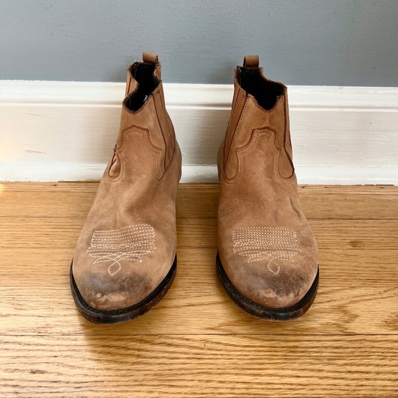 Golden Goose Brown Leather Ankle Cowboy Boots, Size 38 - Picture 1 of 9